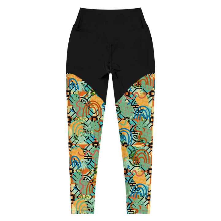 Yadit Abstract Collection in Green-Blue - All-Over Print Sports Leggings product image (2)