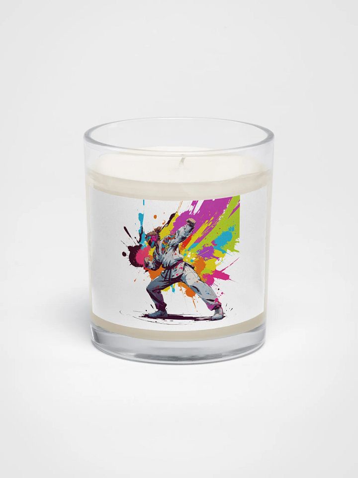Soy Wax Candle In A Clear Glass Jar ( D_0144_Color Kick Taekwondo Boy of the Streets ) product image (1)