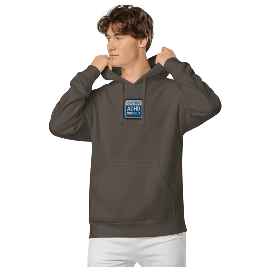 CAUTION: ADHD BURNOUT embroidered pigment hoodie (royal bubble design 2) product image (4)