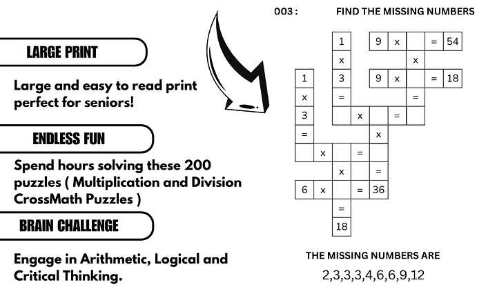200 Crossmath Puzzles: Multiplication and Division for Kids (Ages 4-8) | Ebook | Printable PDF product image (2)