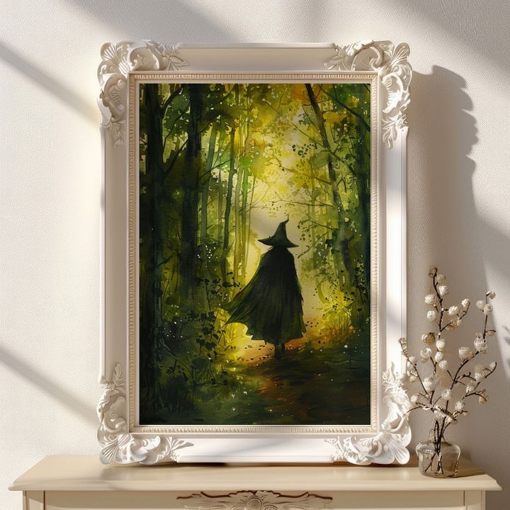 Watercolor Forest Witch Ethereal Art Print product image (17)