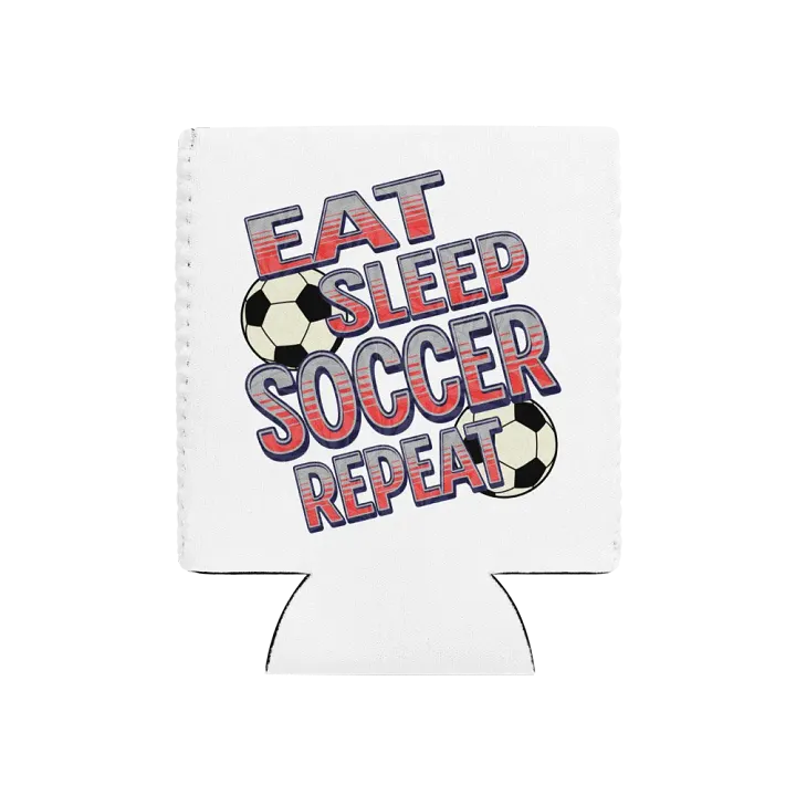 Eat Sleep Soccer Repeat Angle Stripes Can Cooler product image (1)