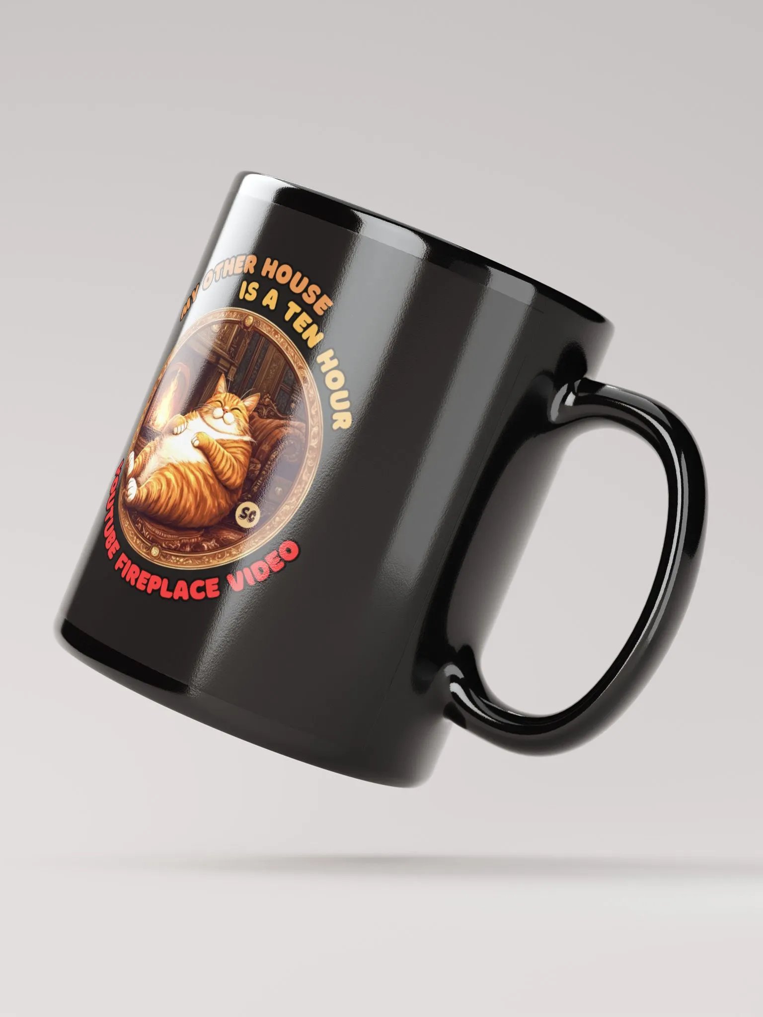 Cozy Cat - My Other House is a Ten Hour YouTube Fireplace Video | Black Glossy Mug product image (3)