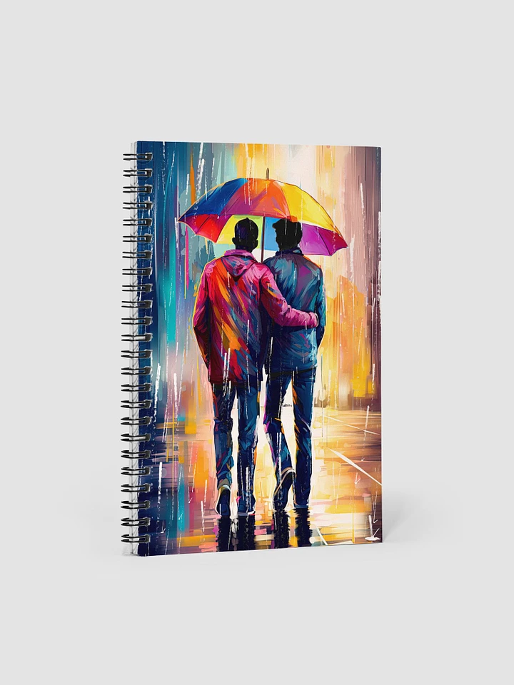 Gay Love In The Rain – Romantic Spiral Notebook product image (1)