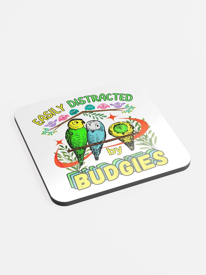 Easily Distracted By Budgies Paradise Glossed Coaster product image (2)
