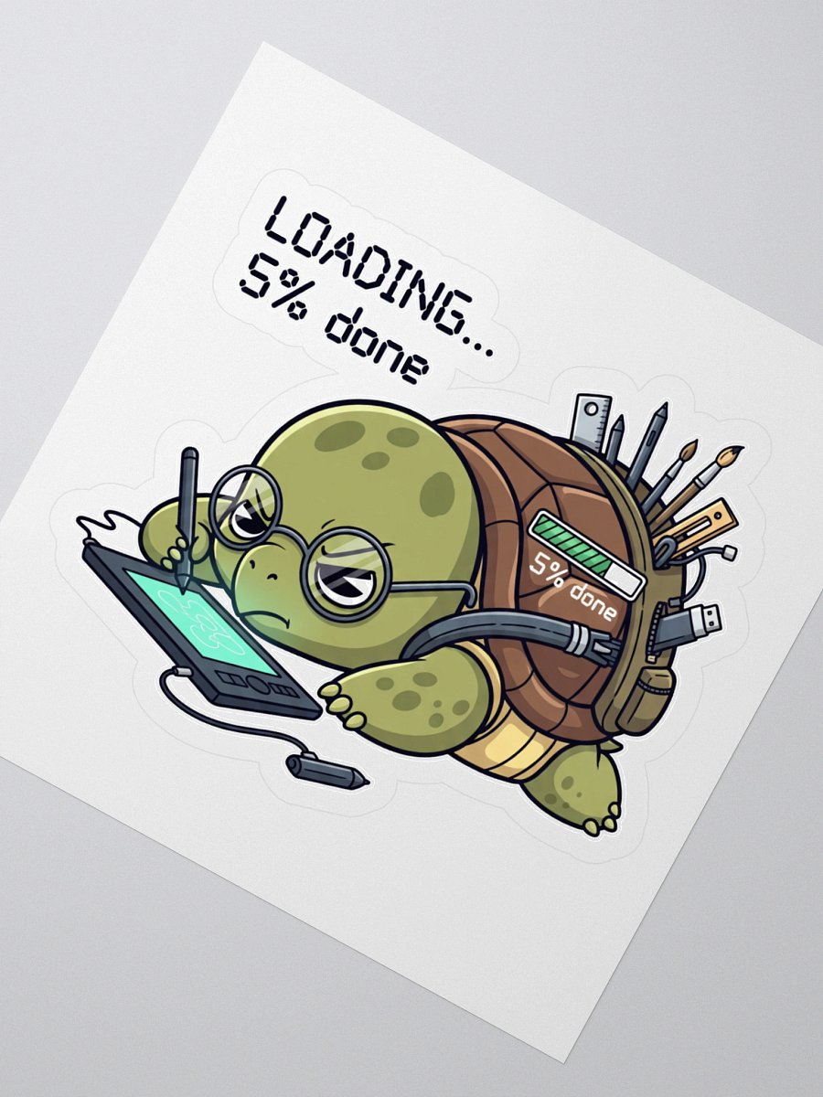 Techie Turtle on Drawing Tablet Kiss Cut Sticker product image (2)