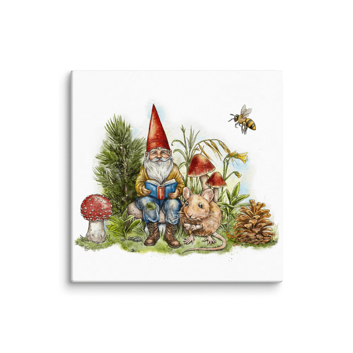 Reading Garden Gnome's Nature Tale Canvas product image (2)