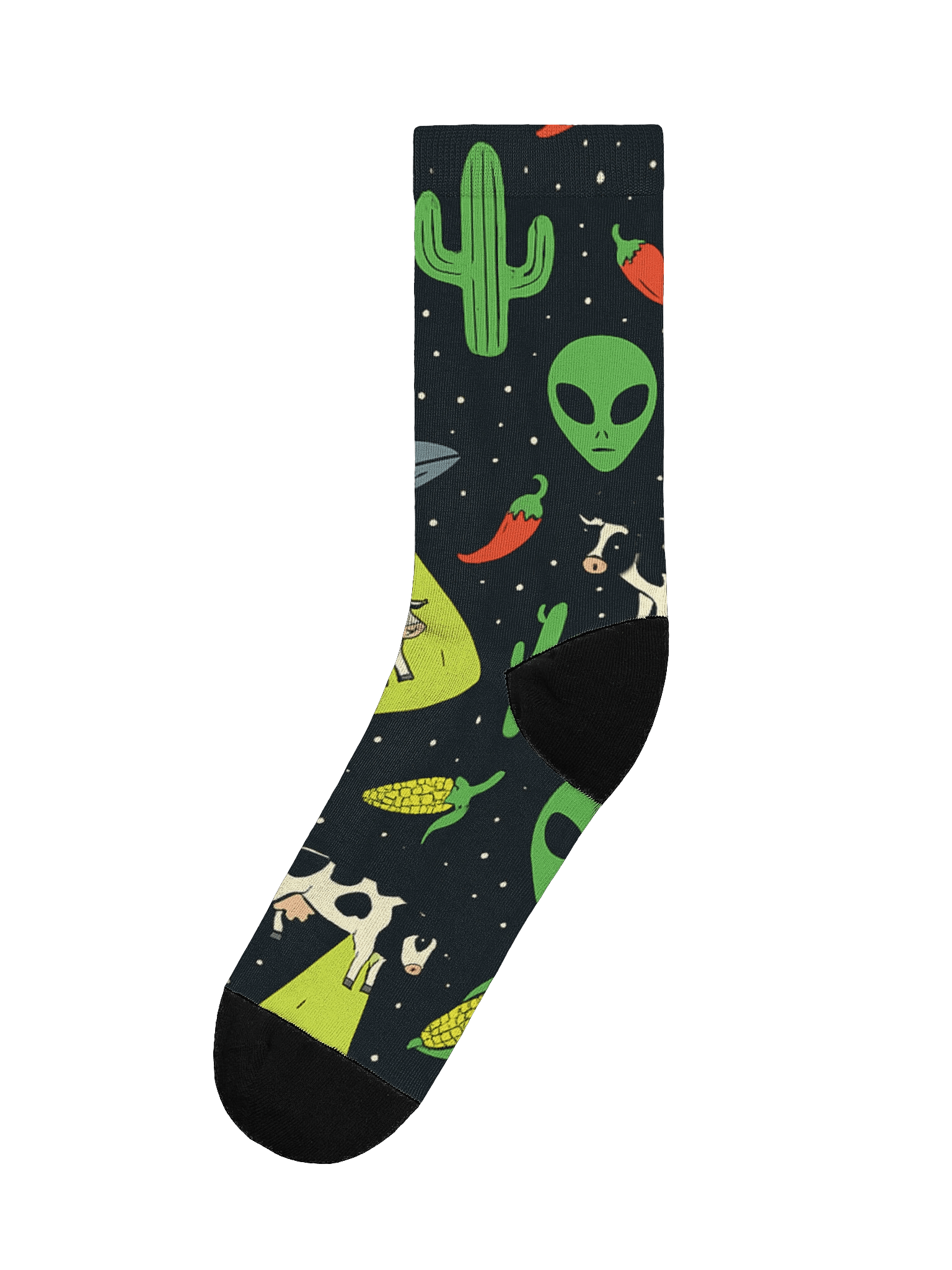 Corny UFO Abduction Roswell Aliens Eco Friendly Crew Socks product image (1)
