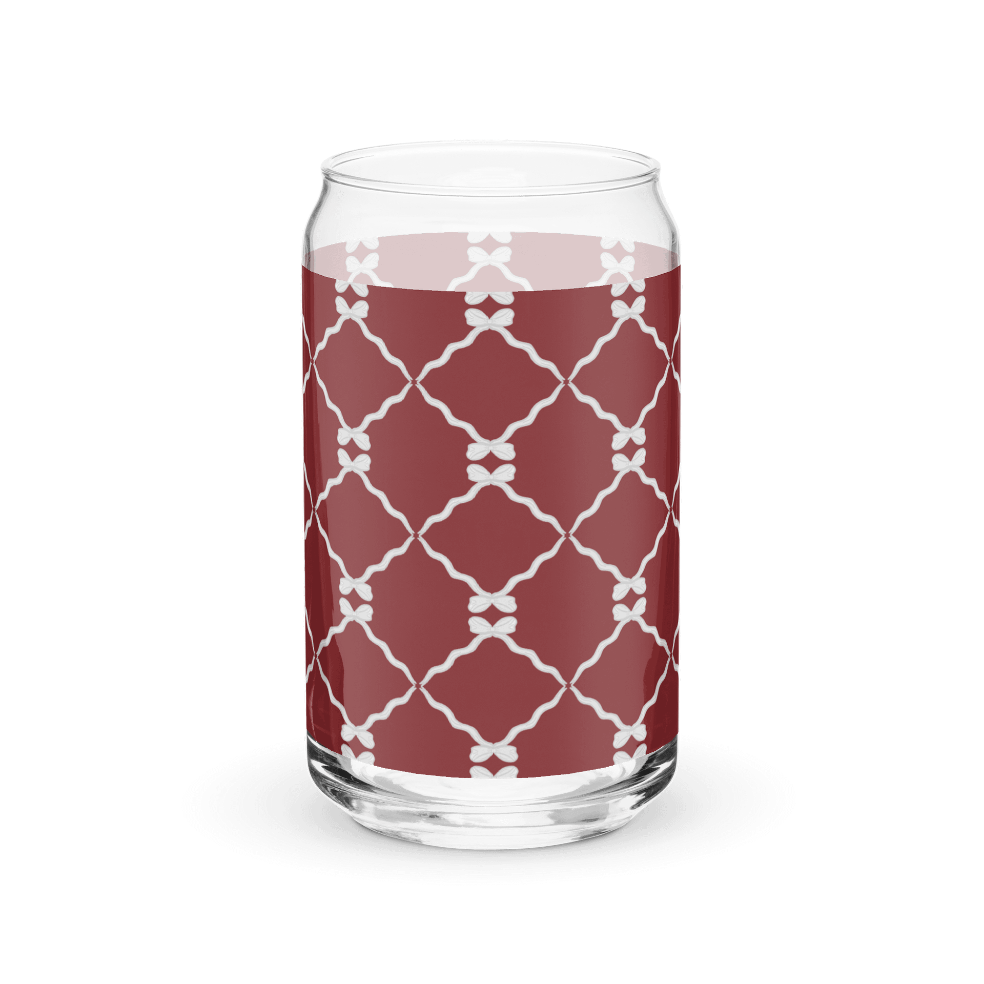 Bows and Ribbon Pattern in Red and White Glass Tumbler product image (3)