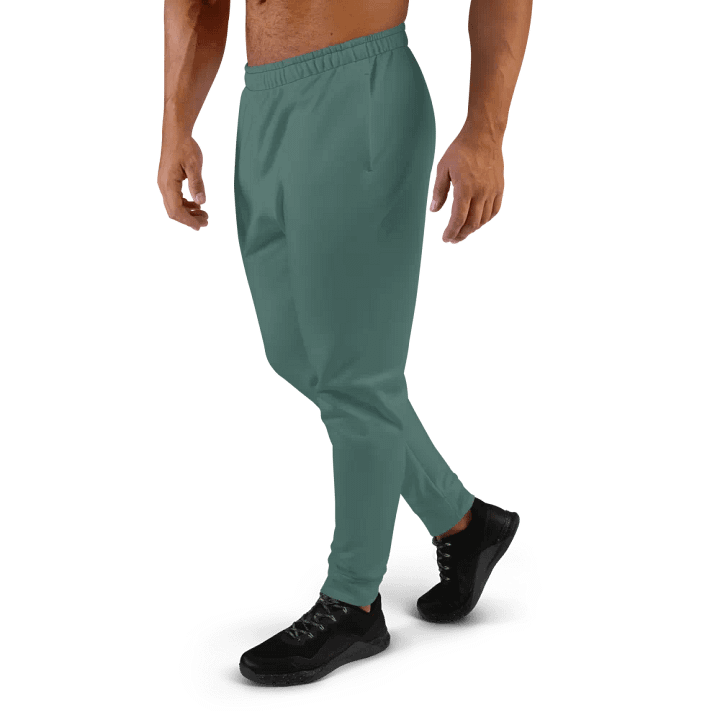Plain Medium Dark Green Soft Summer Recycled Polyester Premium Men's Joggers by Treasure Pie product image (2)