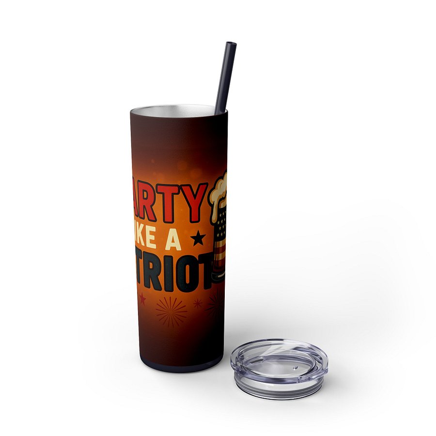 4th of July Tumbler Wrap - Party Like a Patriot 20oz Sublimation PNG | Independence Day Beer Mug Tumbler Design | Digital Download product image (5)