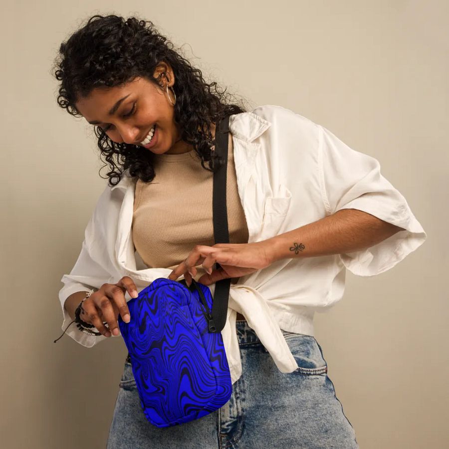Utility Crossbody Bag - Abstract Blue Swirls product image (4)