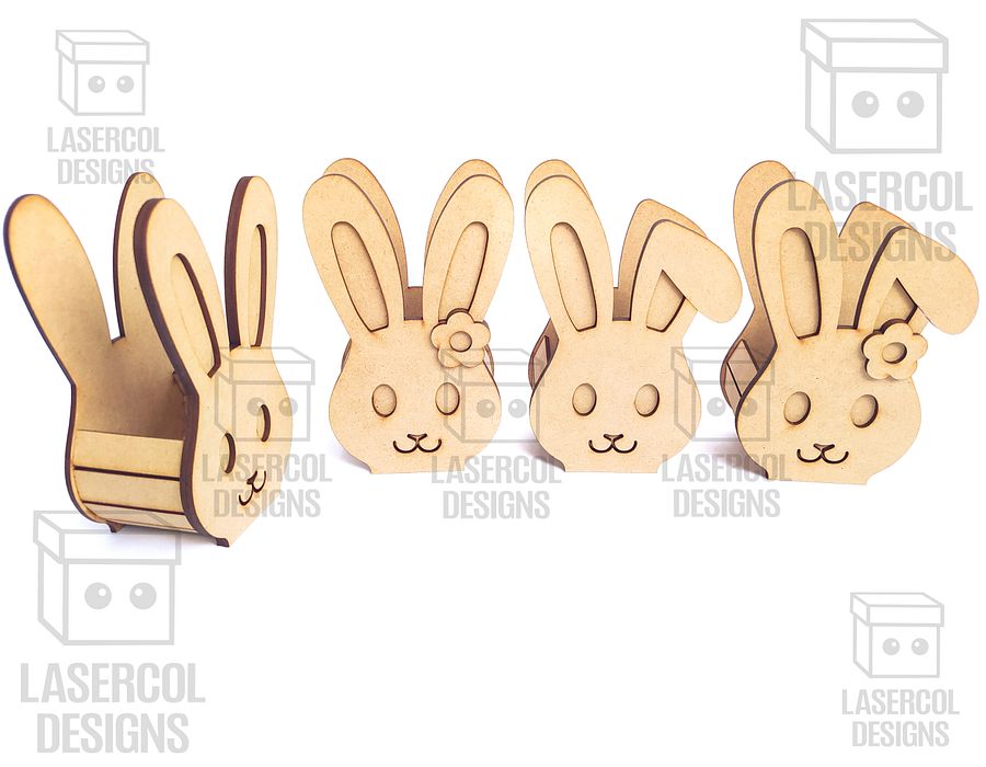 Easter Bunny Basket Set 1 (4 Styles, 2 Sizes) - Laser Cut Files product image (4)