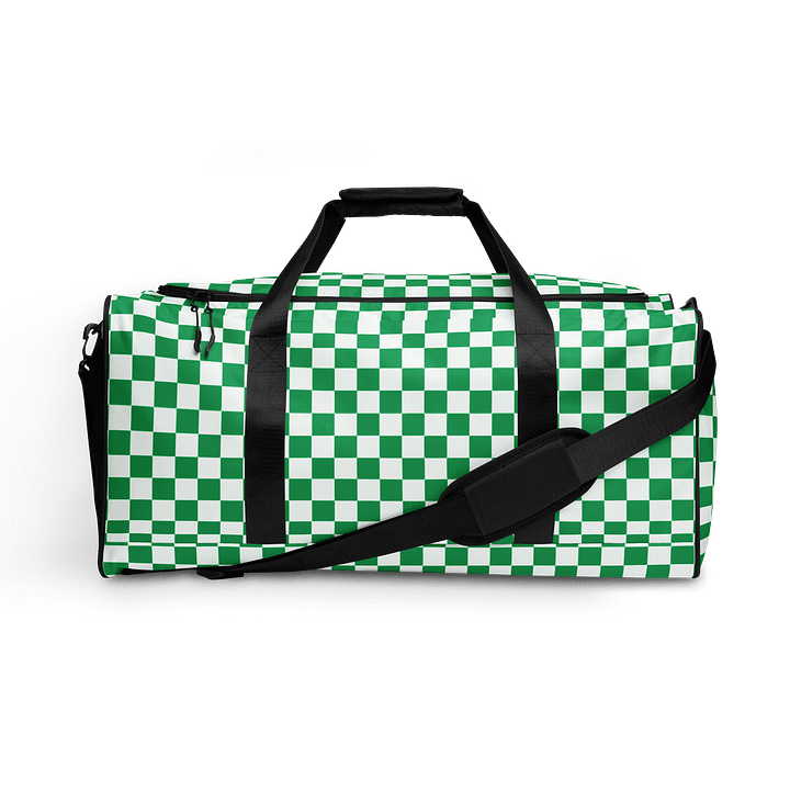 Checkered! Green and White Checkers Duffel Bag product image (1)