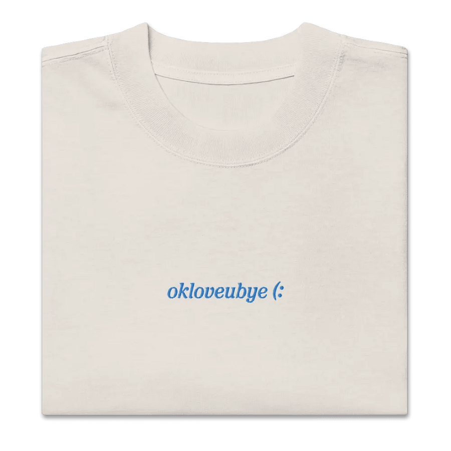 OKLOVEUBYE EMBROIDERED TEE (BONE + BLUE) product image (5)