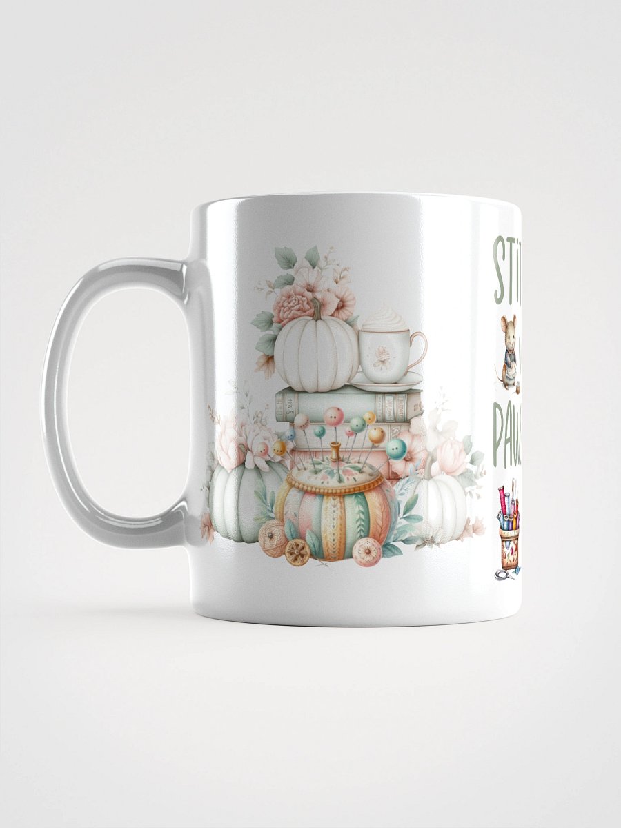 Whimsical Stitching with Paws Pages Latte Autumn Mug product image (3)