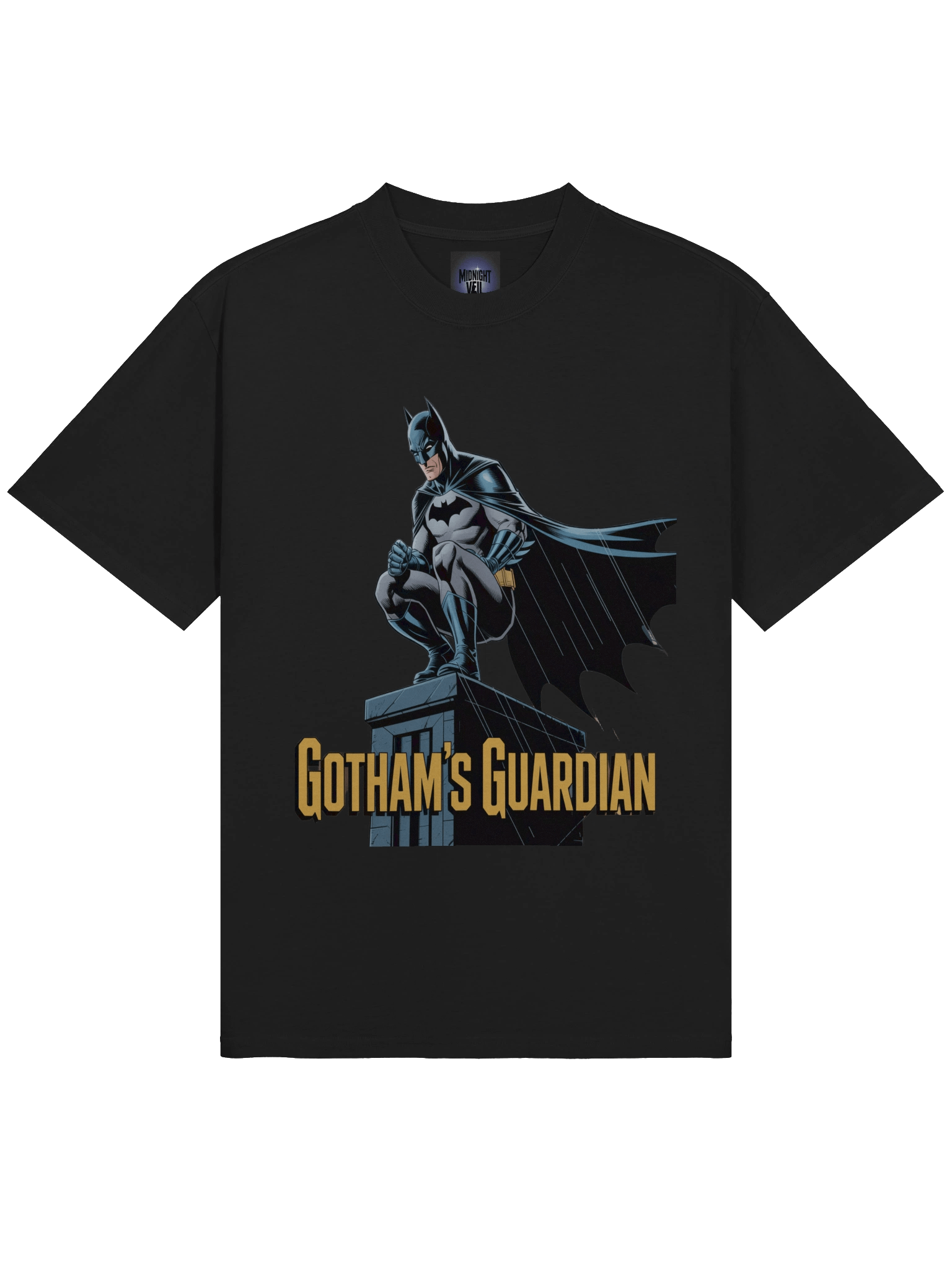 Perched Protector: Gotham's Guardian Batman Oversized Faded T-Shirt product image (5)