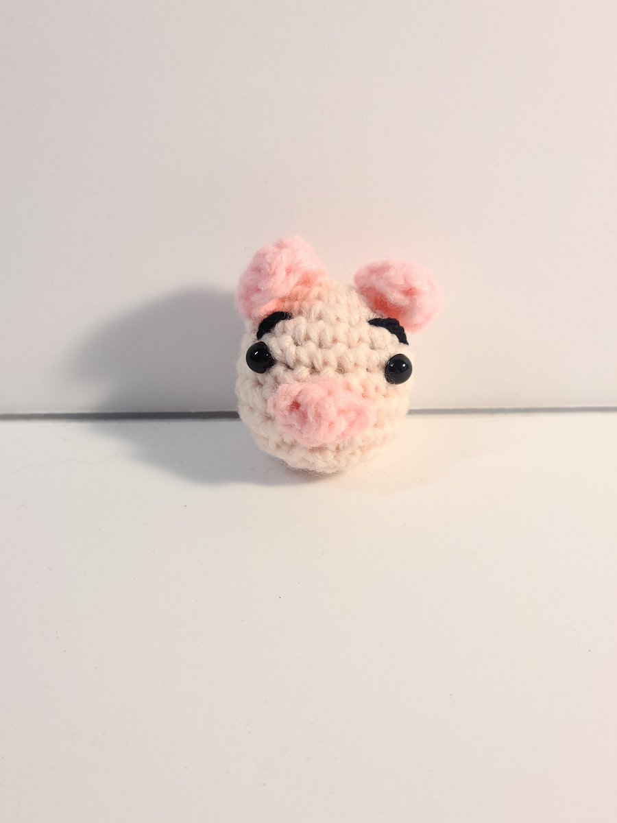 Handmade Amigurumi Mini Pig Head Stuffed Animal product image (1)