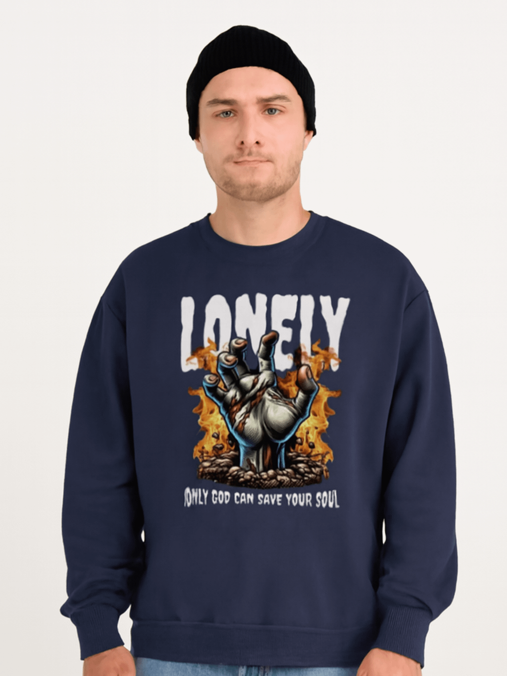 Lonely Hand Flame Graphic with Spiritual Sweatshirt product image (1)