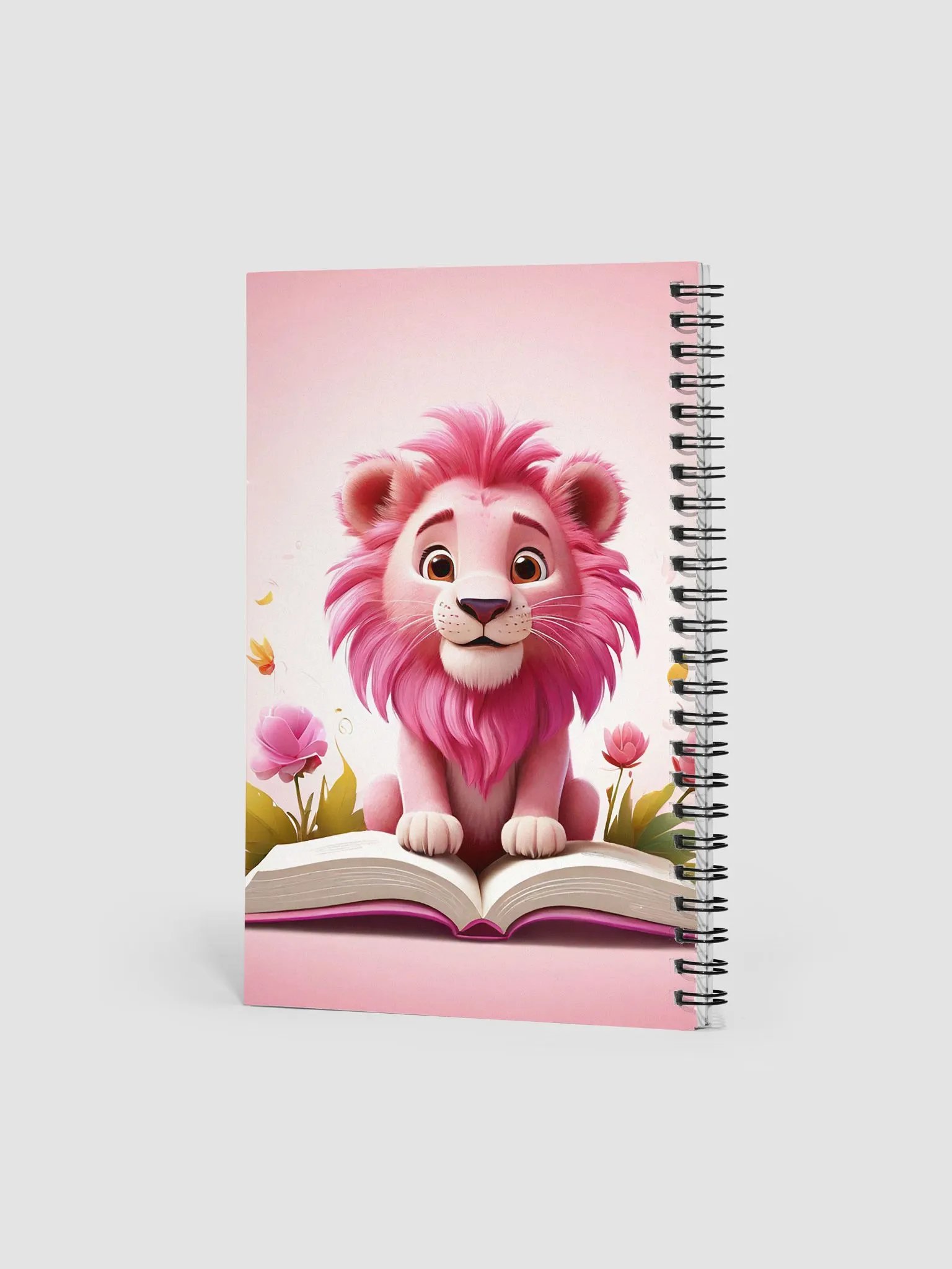 pink lion with flower and book product image (2)