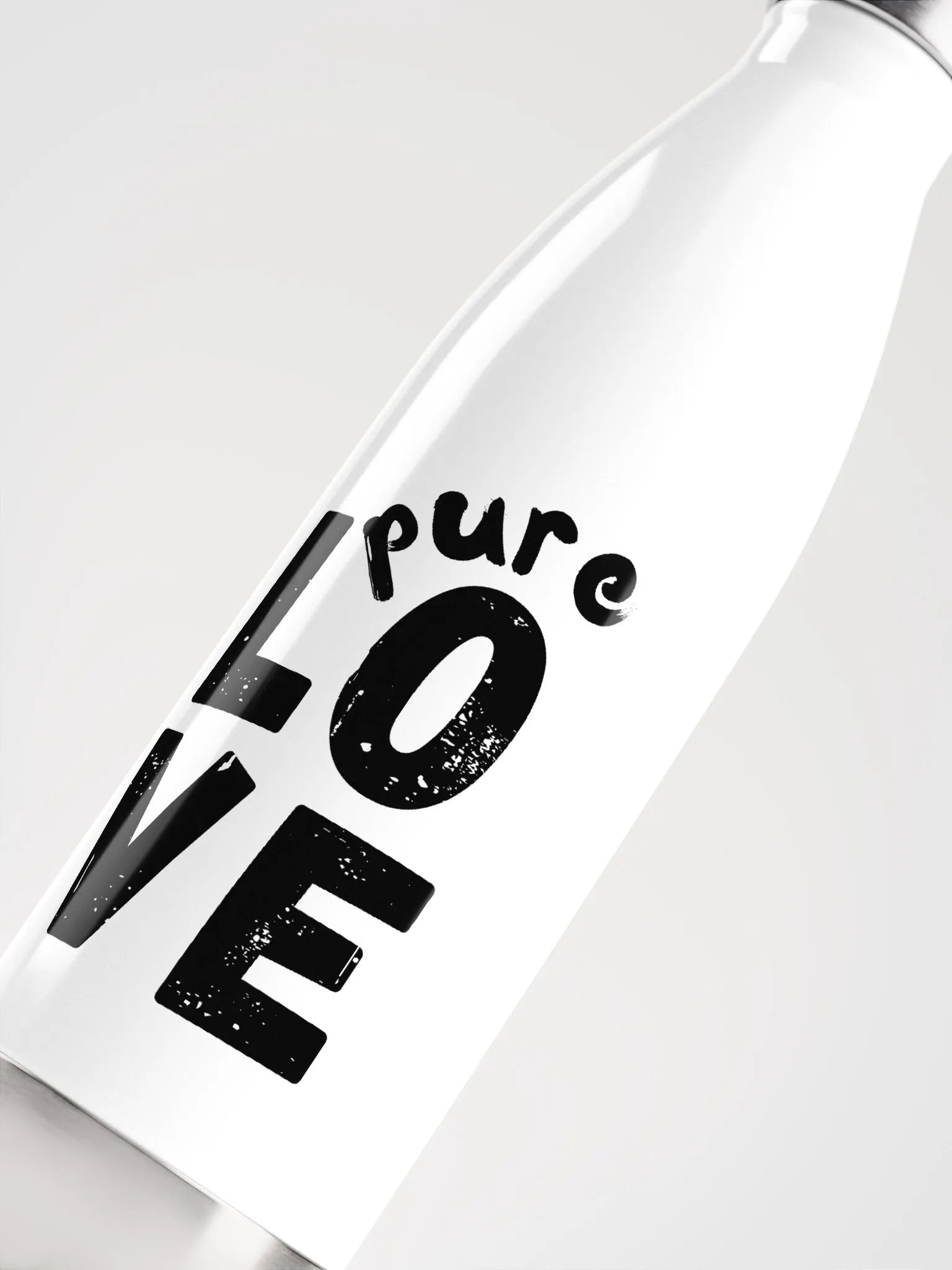 Pure Love black on white Stainless Steel Water Bottle product image (5)