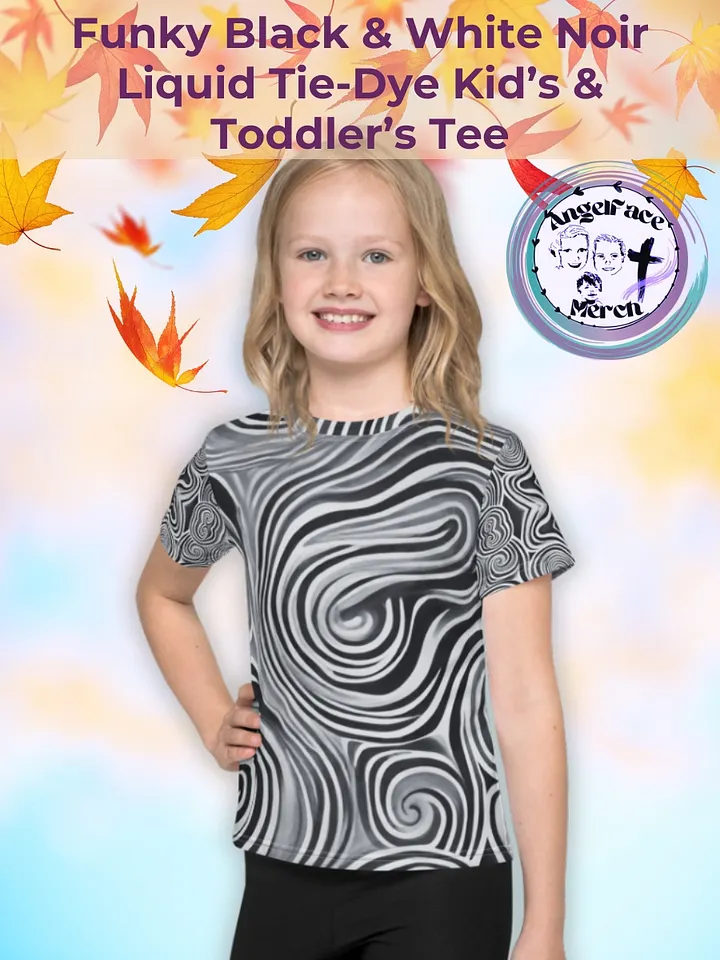 Funky Black and White Noir Liquid Tie-Dye Kid's and Toddler's Crew Neck T-shirt product image (1)