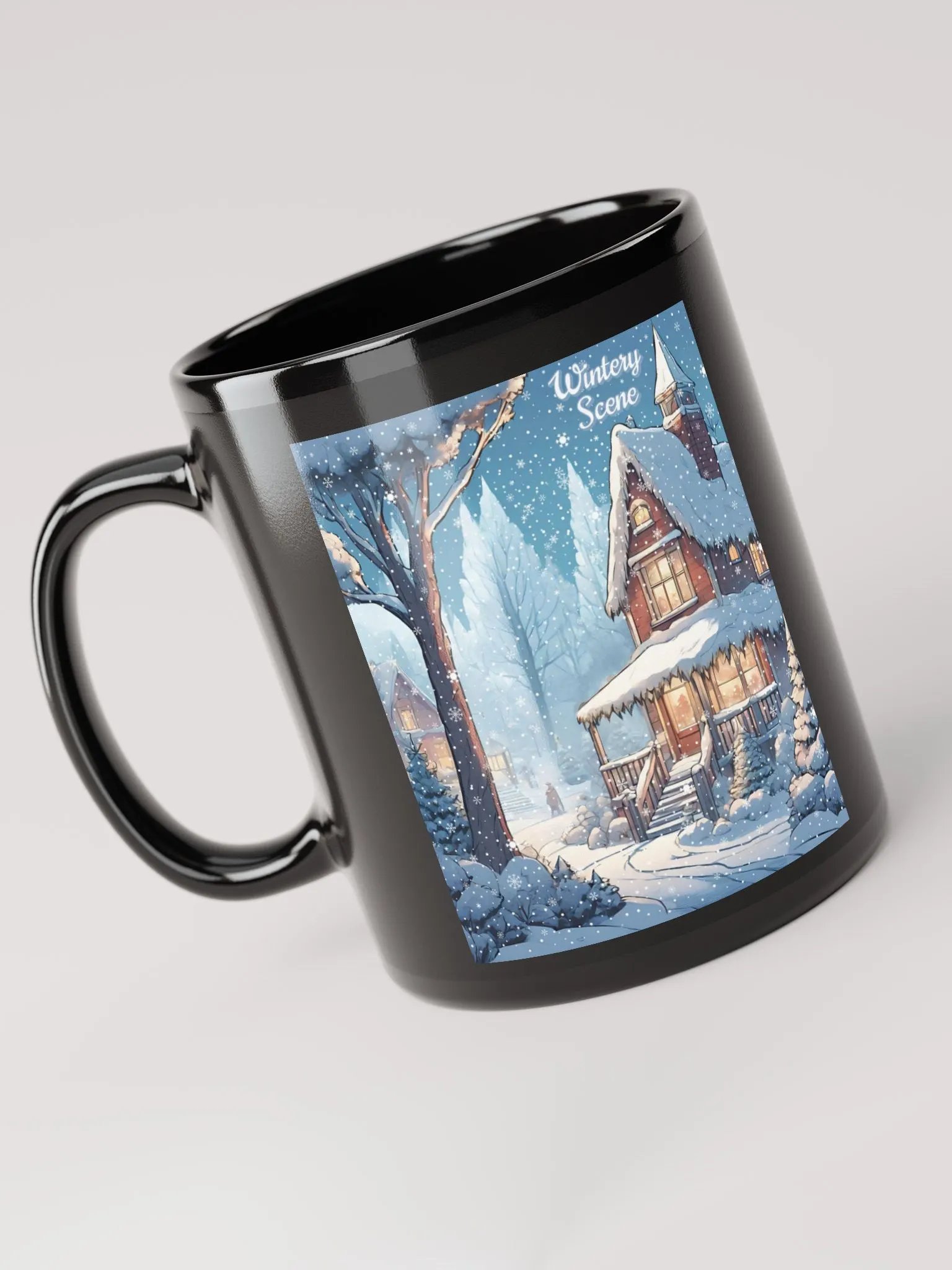 Post Card Wintery Scene Black Mug product image (5)
