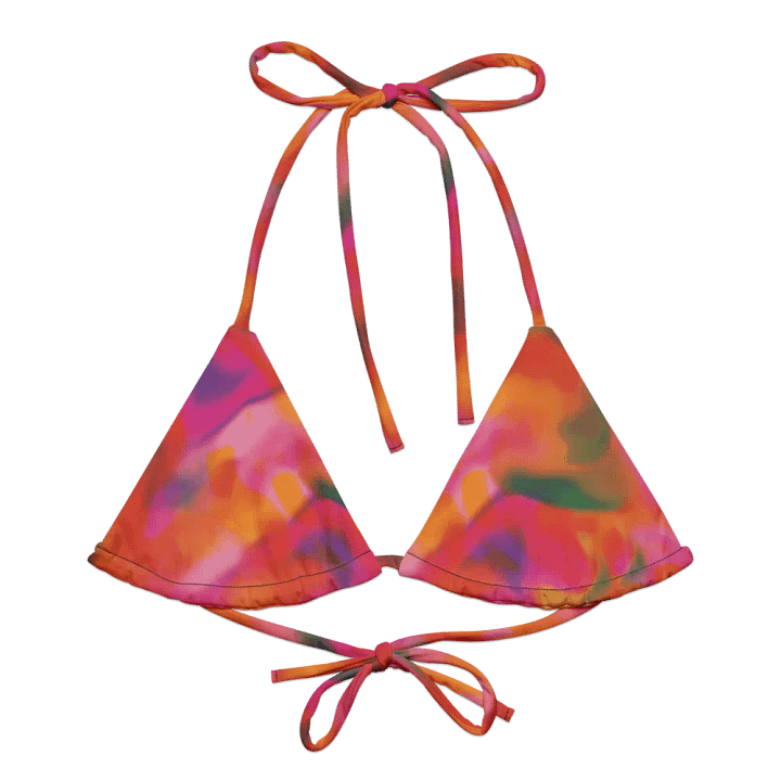 Recycled String Bikini Top "Trendy Vibrant Pink Orange Tie Dye" Printed product image (2)