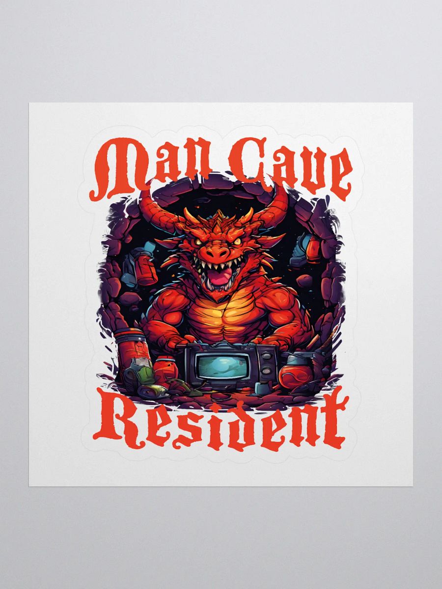 Man Cave Resident - Cool Scary Red Dragon Kiss Cut Stickers for Men and Man Caves product image (1)