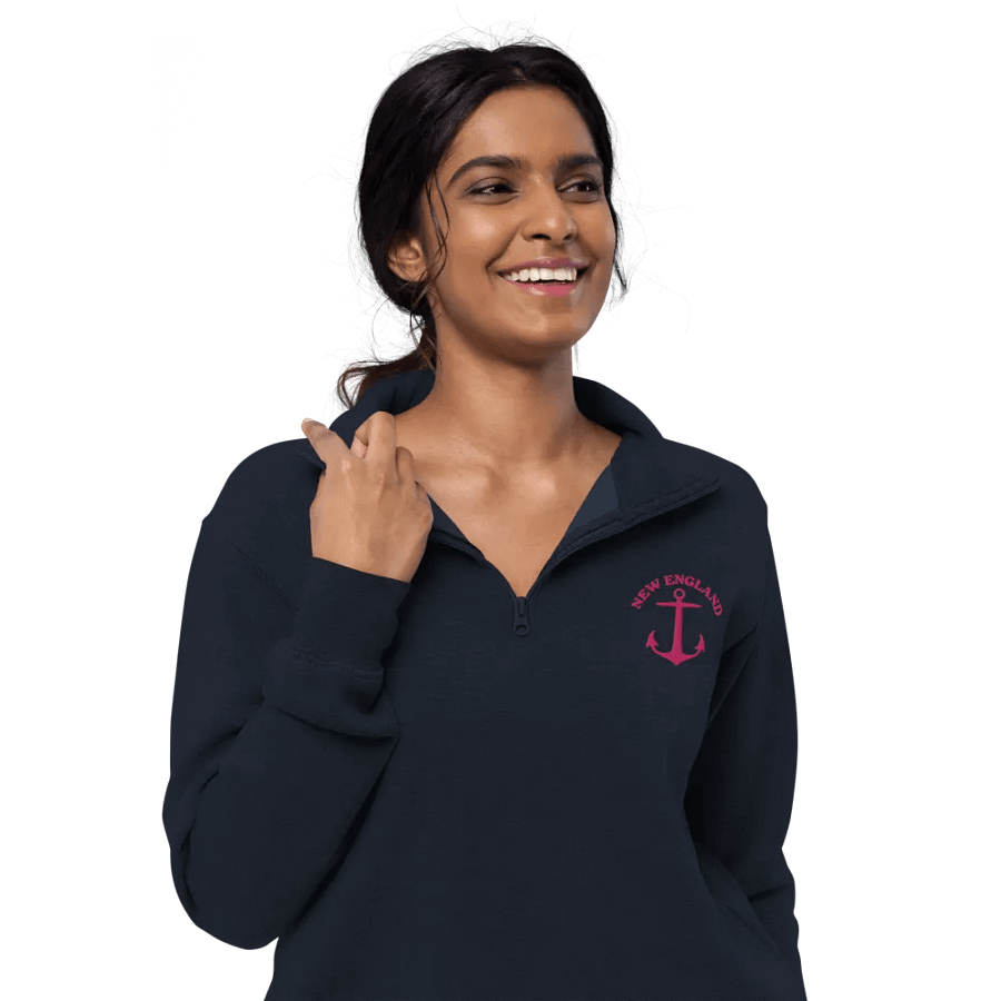 New England Left Side Pink Embroidery Half Zip product image (26)