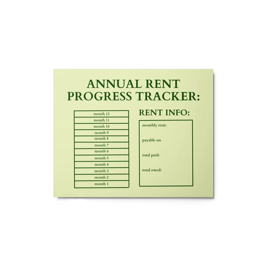 HIGHFALUTIN ANNUAL RENT TRACKER (forest design 3) product image (1)