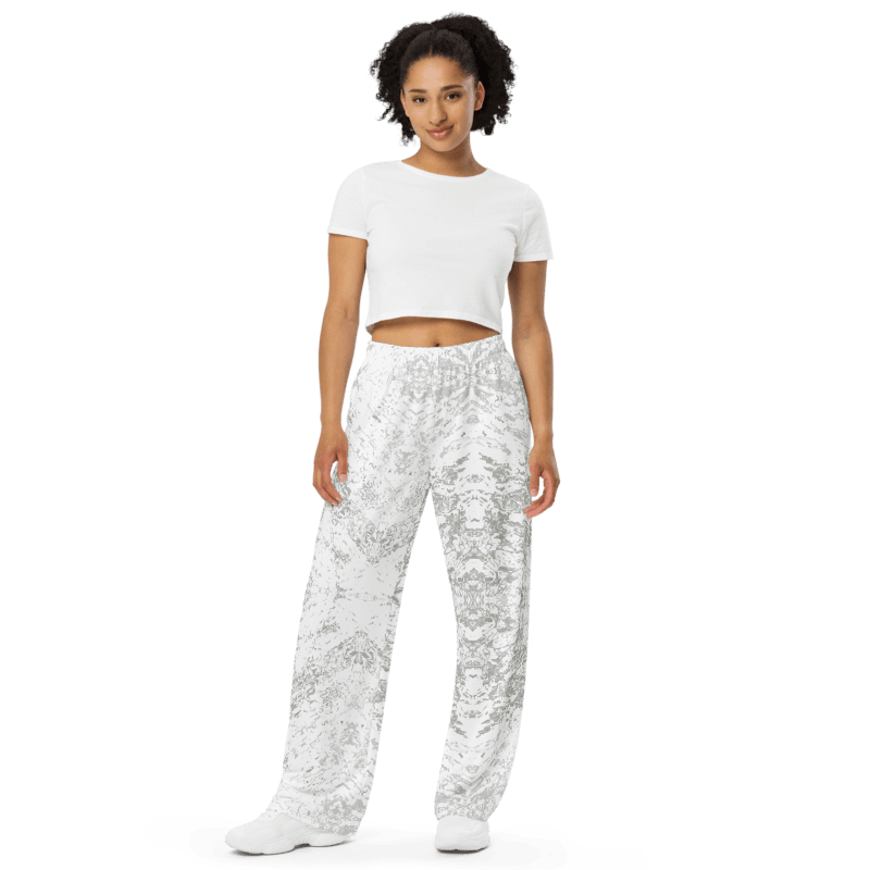 Abstract Pale Monochrome Unisex Wide Leg Trousers product image (2)