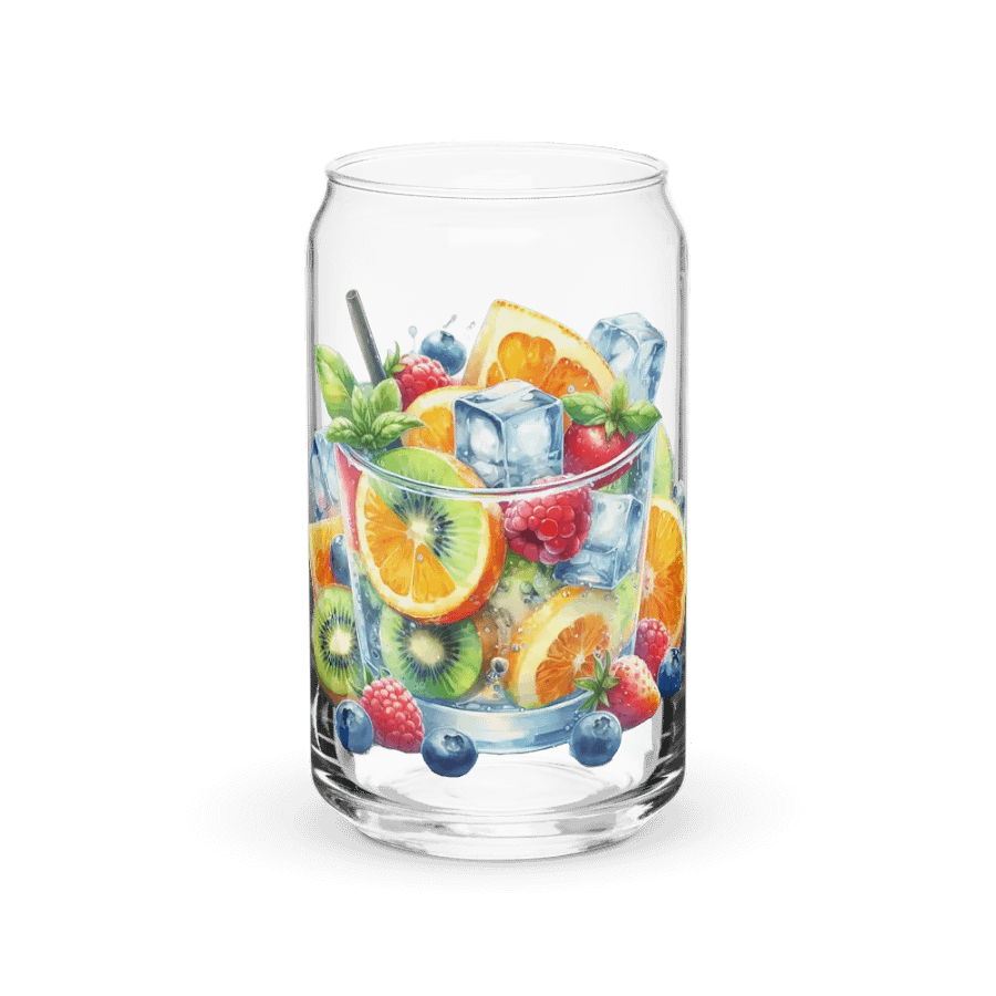Fruit juice with fruit slice mixed water affect design-03-Can-Shaped Glass product image (1)