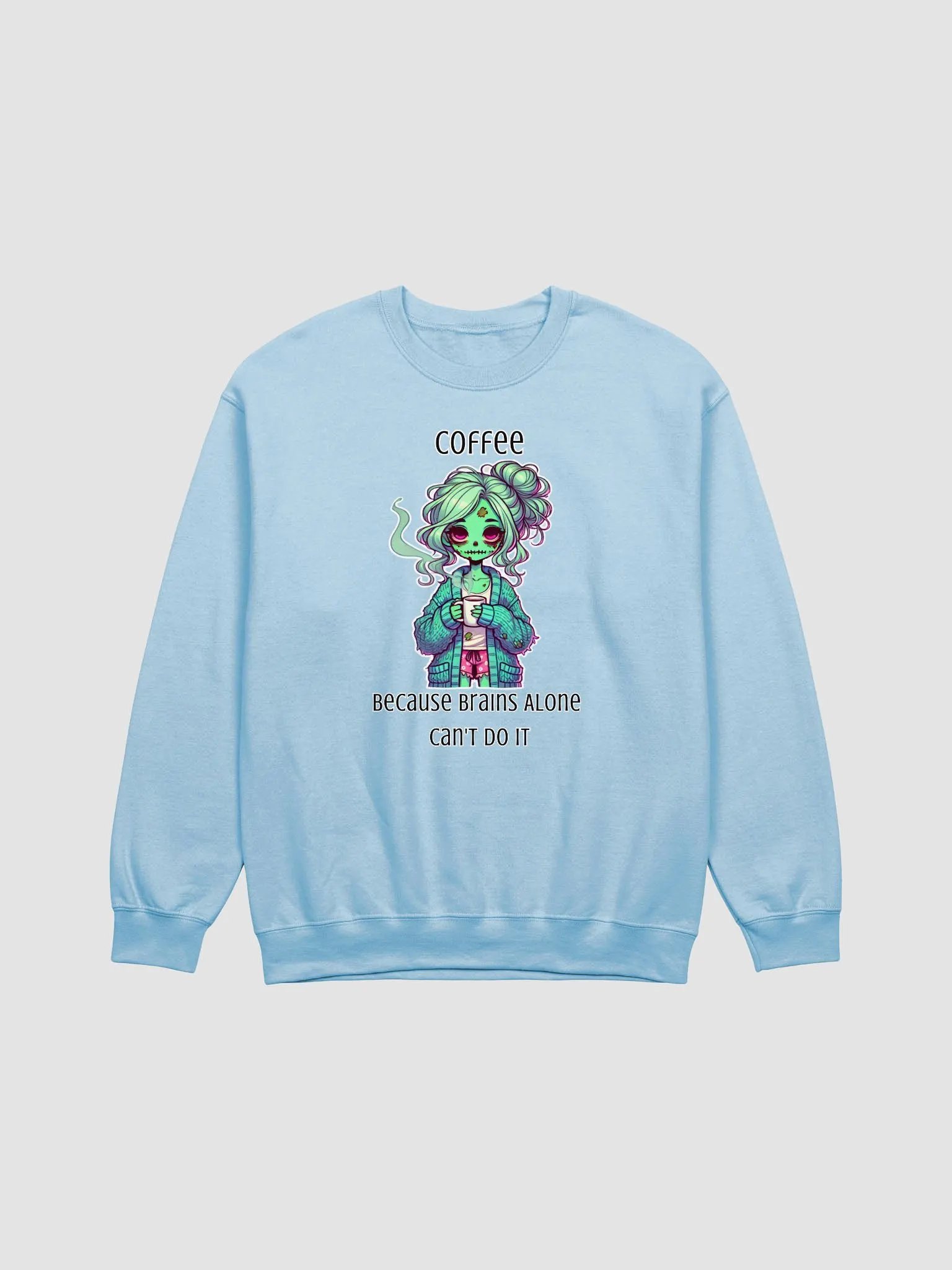 "Coffee, Because Brains Alone Can't Do It" Cozy Zombie Sweatshirt product image (2)