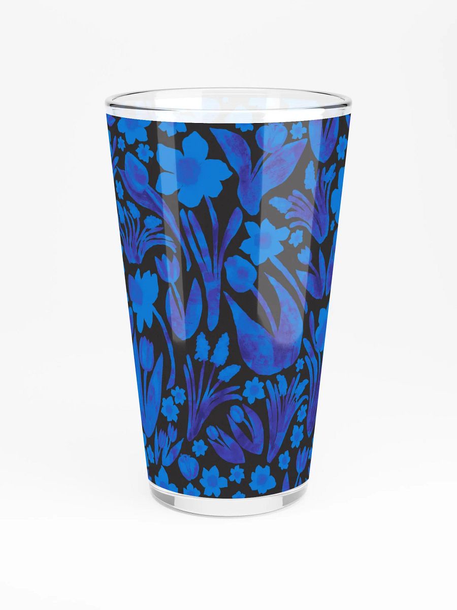 Spring Garden | Royal Blue on Black | Shaker Pint Glass by Monique Faella Designs™ Sip in Full Bloom 🌼🍹💙 product image (3)