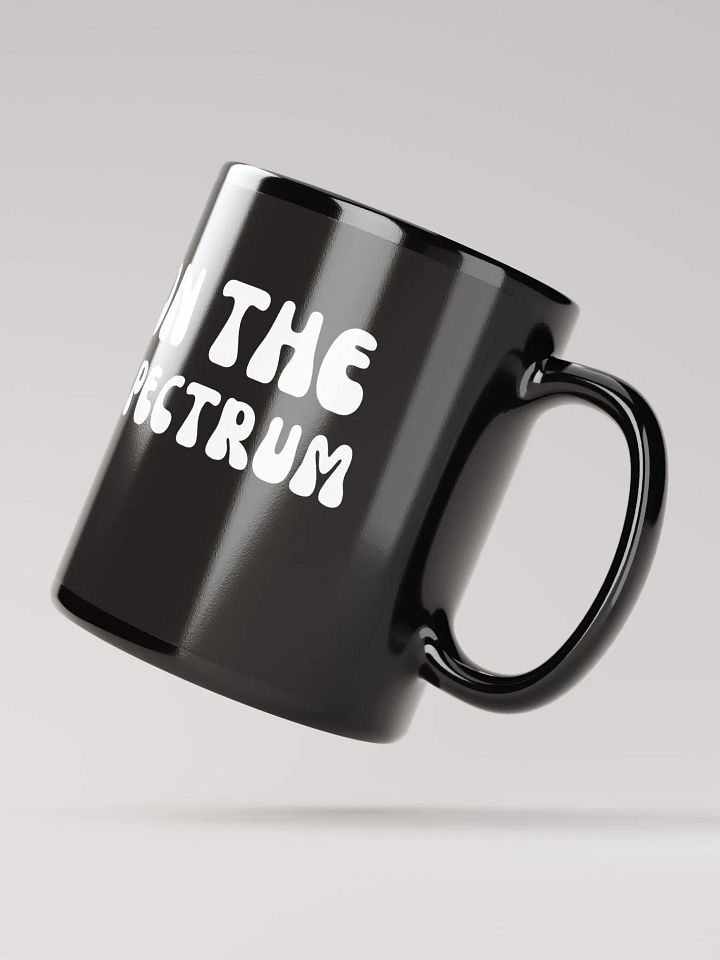 ON THE SPECTRUM (groovy white) glossy black mug product image (4)