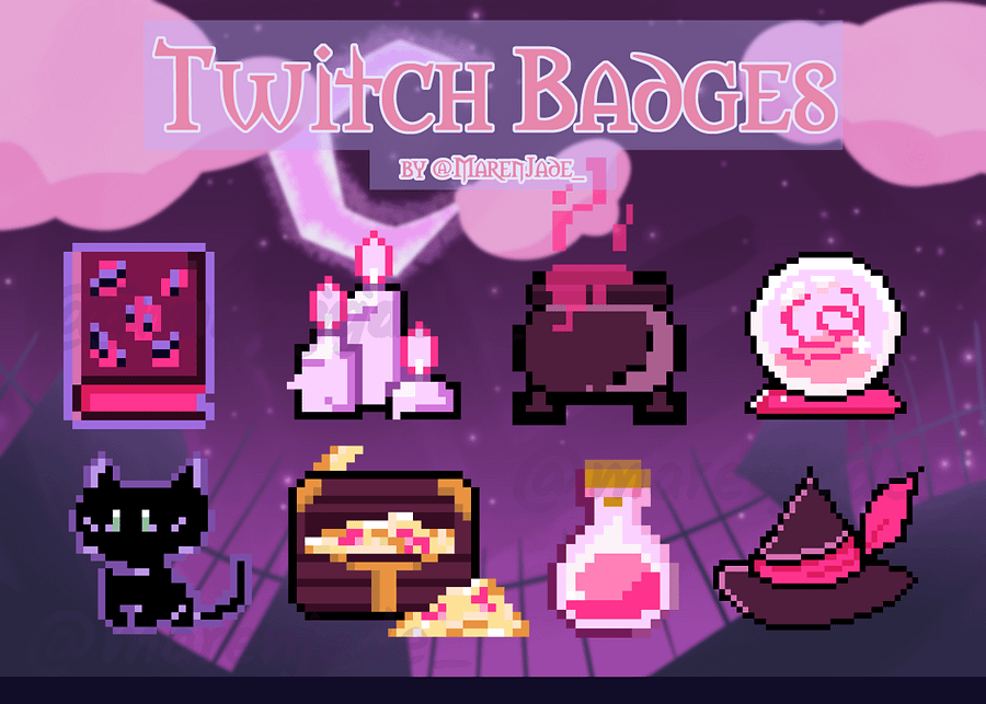 Witch/MMORPG Pixel Art Twitch Sub/Bits Badges! product image (1)