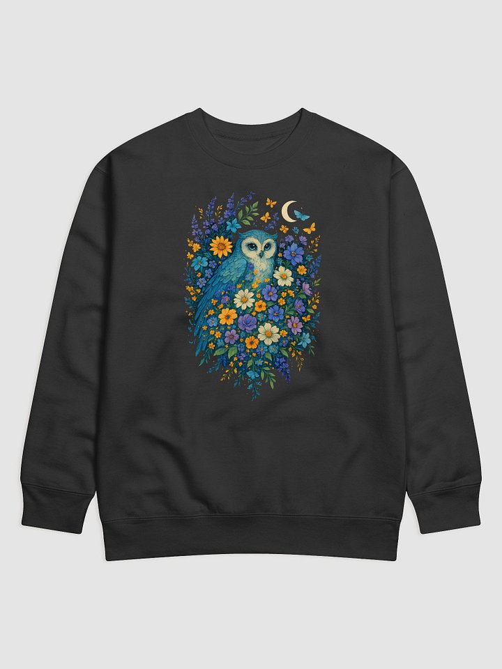 Cottagecore Owl Sweatshirt With Moon And Wildflowers product image (4)