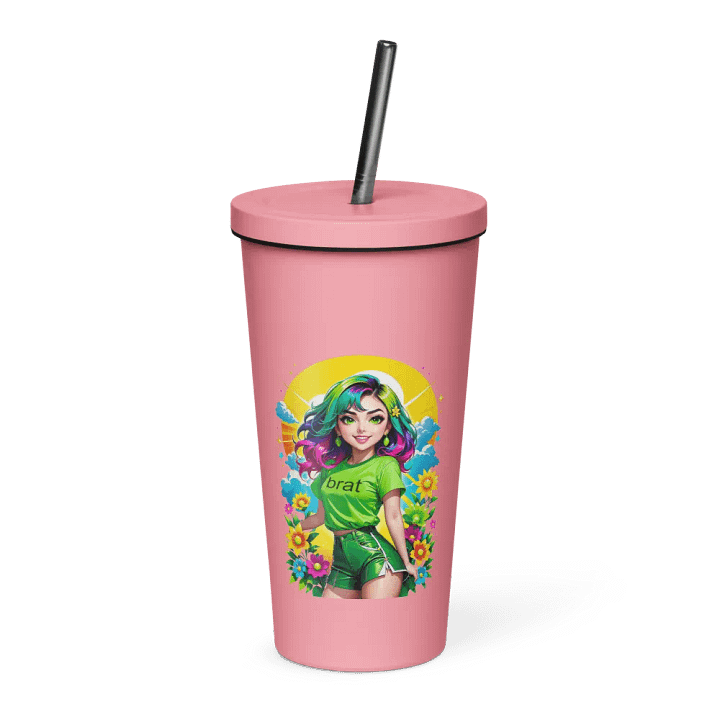 Brat 20 oz Tumbler Cup - Pink - Insulated Tumbler with a Straw v3 product image (1)
