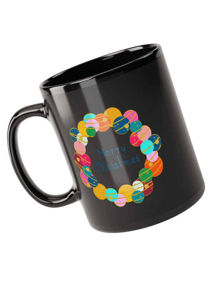 Retro Merry Christmas Wreath – Black Mug product image (2)