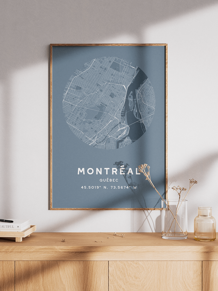 Montreal Street Map Poster – Blue Minimalist Circular City Art product image (1)