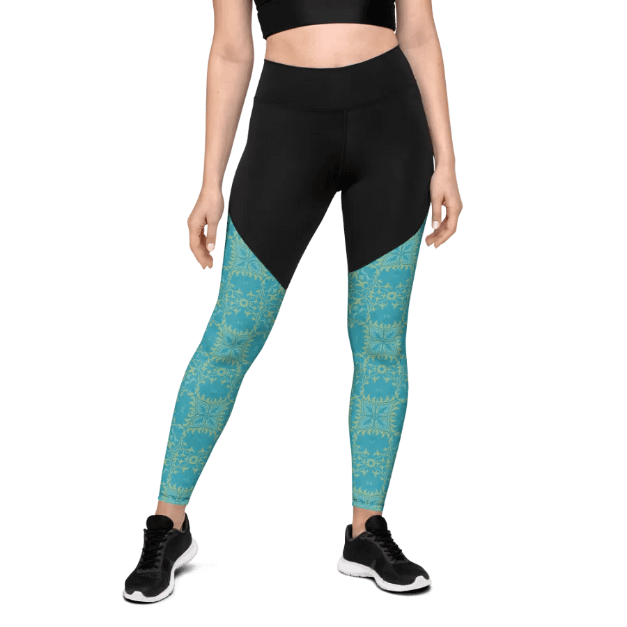 Turq Lime All-Over Print Sports Leggings product image (3)