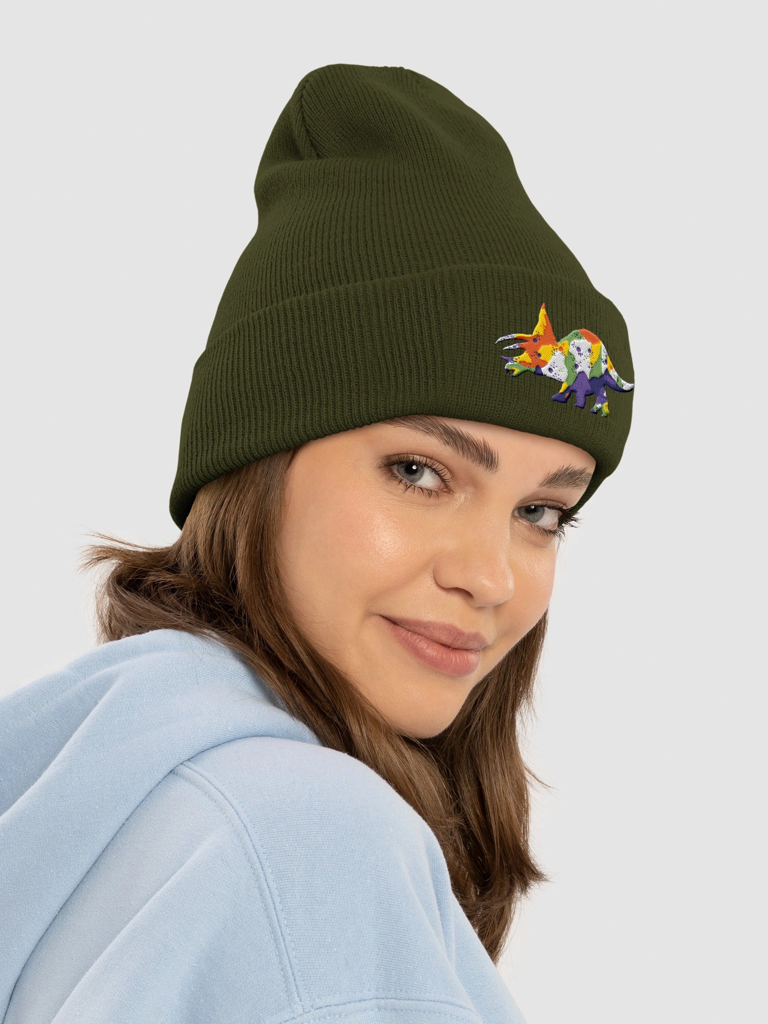 Trusty Triceratops Watercolour Beanie product image (4)