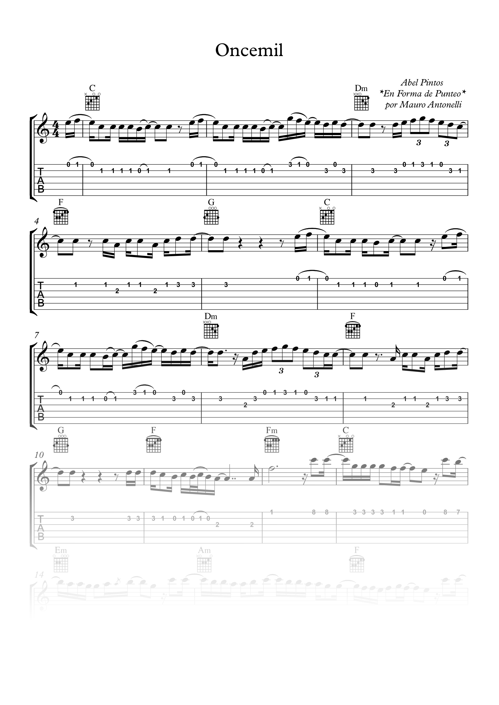 Oncemil - Partitura + Tabs + Acordes + Pista product image (1)