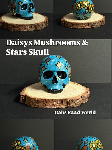 ✨🌼Daisy’s Mushrooms & Stars Skull💀✨

A custom hand painted skull, made for a family member. 📲DM if you’re interested in your ...
