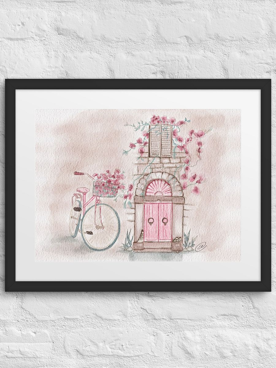 FRAMED Whimsical Bicycle and Flowers Poster product image (1)