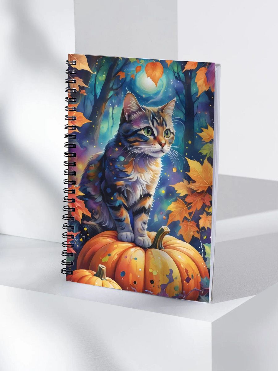 Whimsical Cat & Pumpkin Spiral Notebook product image (4)