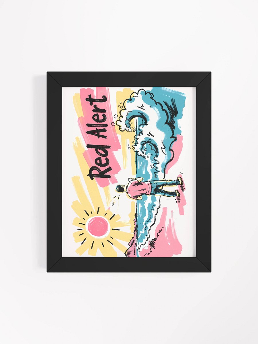 Red Alert Beach Art Print – Sunset Danger Warning Matte Poster product image (12)
