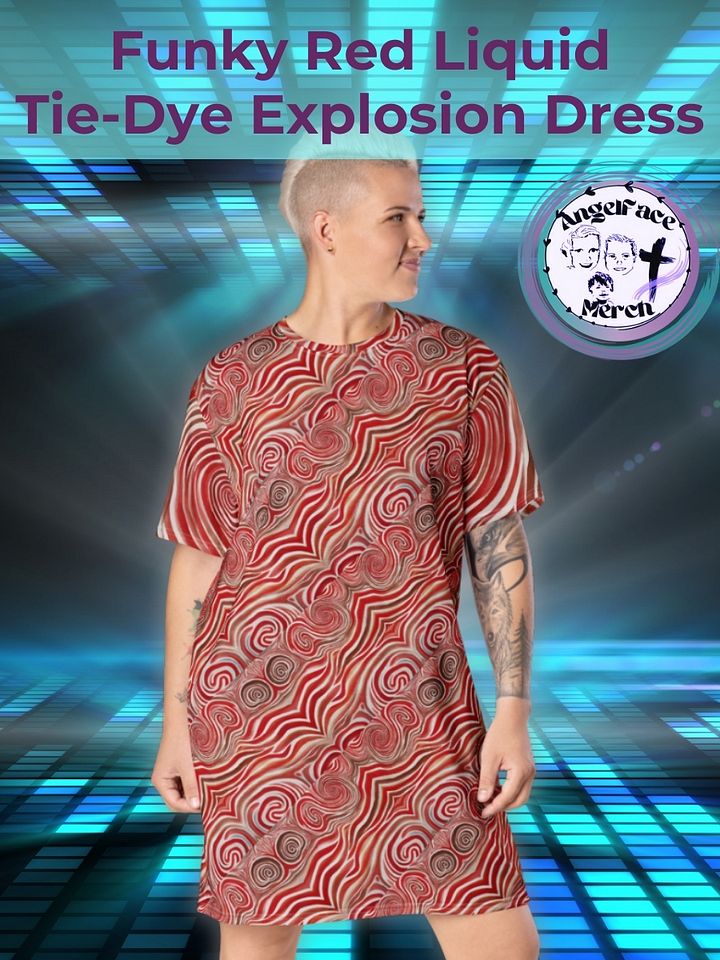 Funky Red Liquid Tie-Dye Explosion T-shirt Dress product image (1)