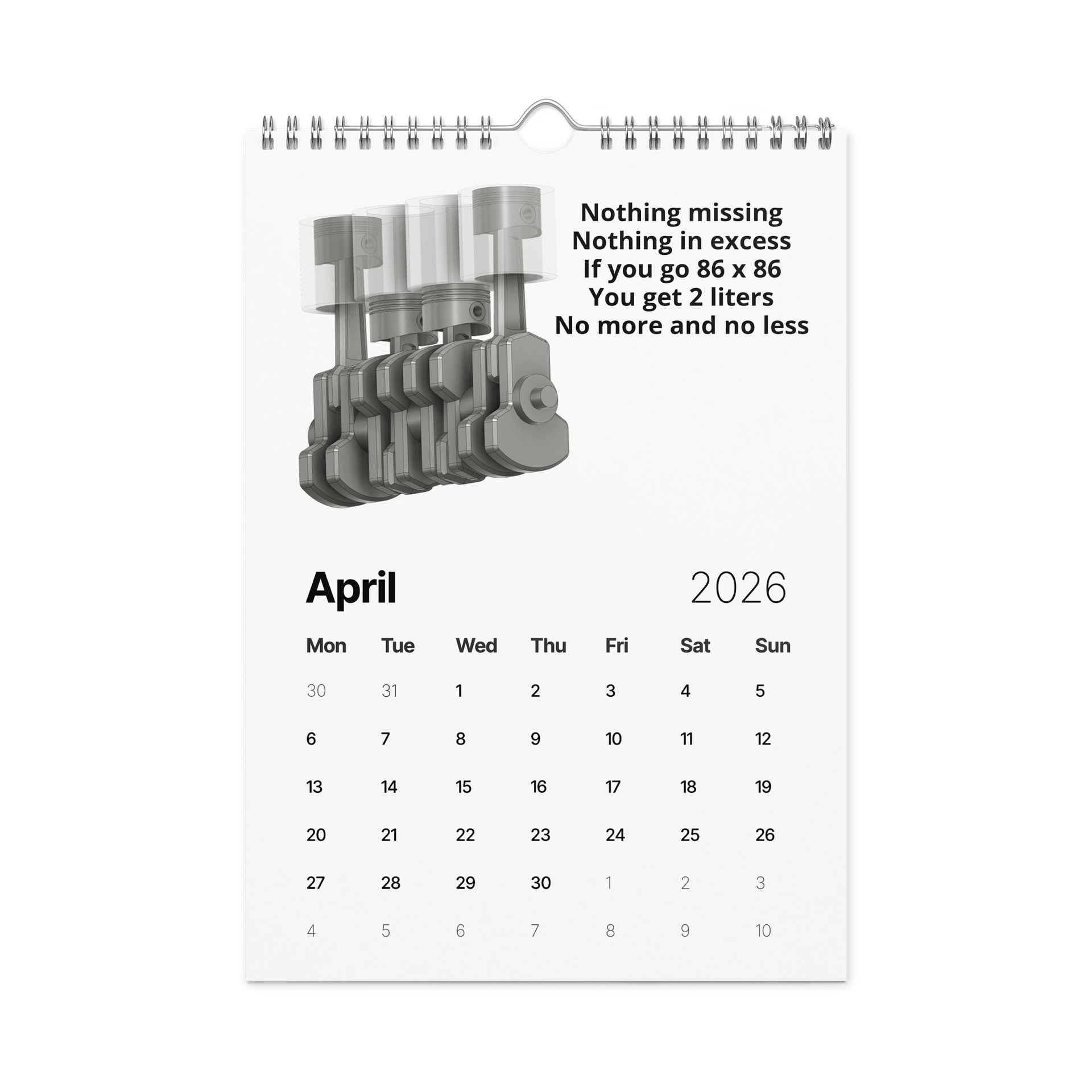 D4A 2026 Engine Themed Calendar product image (5)